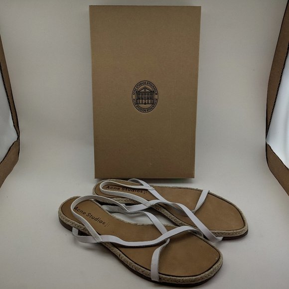 Acne Studios Stockholm Women's White Leather Sandals "Mercurio" Size 10.5 US - Picture 1 of 5